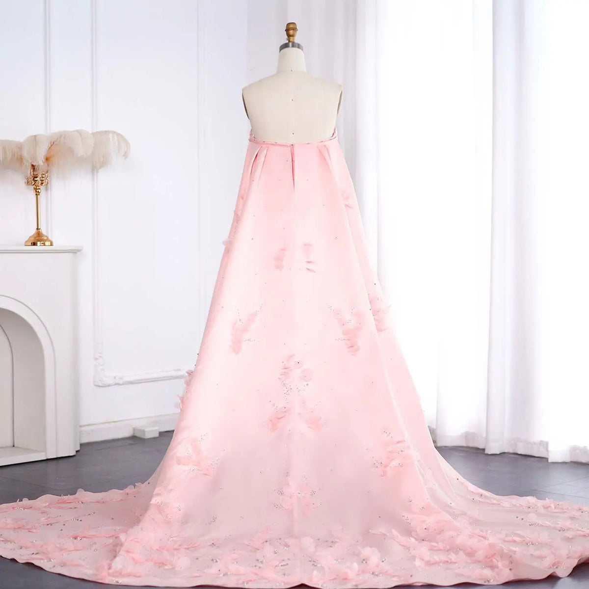 Final Sale Luxury Crystal 3D Leaves Sage Green Evening Dress with Cape SS449 Final Sale Luxury Crystal 3D Leaves Sage Green Evening Dress with Cape SS449