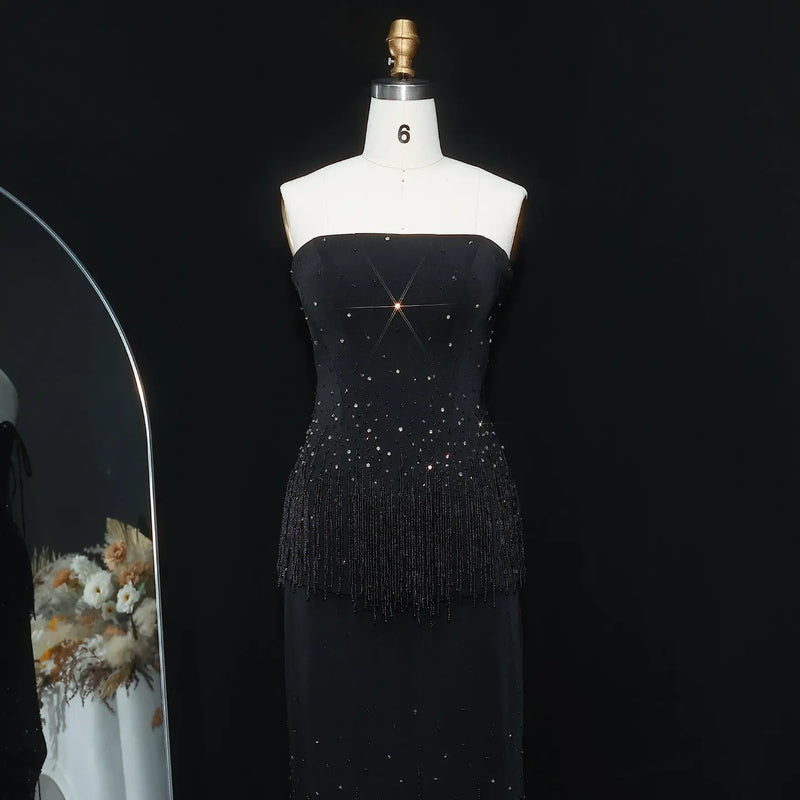 Elegant Beige Beaded Evening Dress with Two Pieces SS425 