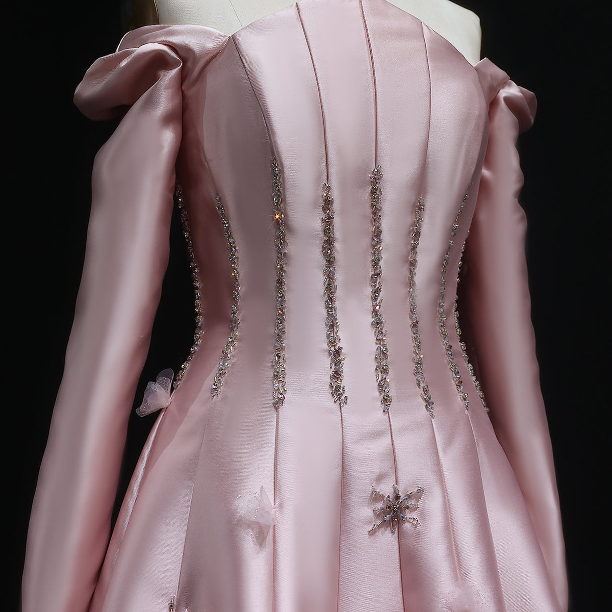 Elegant Green 3D Floral Beaded Long Sleeve Evening Dress XD014 