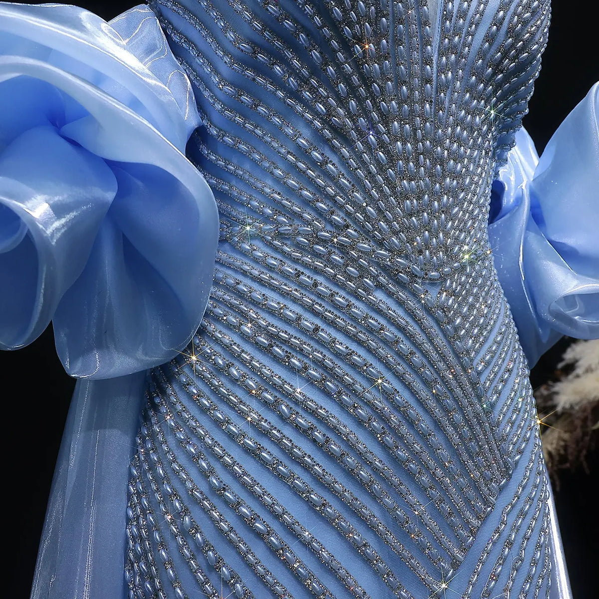 Luxury Dusty Pink Beaded One-Shoulder Fitted Evening Dress with Cape SS016 