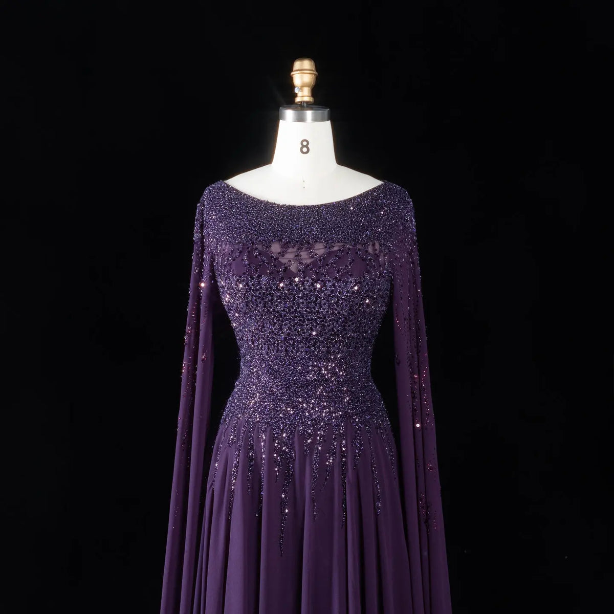 Peacock Blue Sequin Cape Sleeve A Line Floor Length Evening Dress SS10 – SHARONSAID
