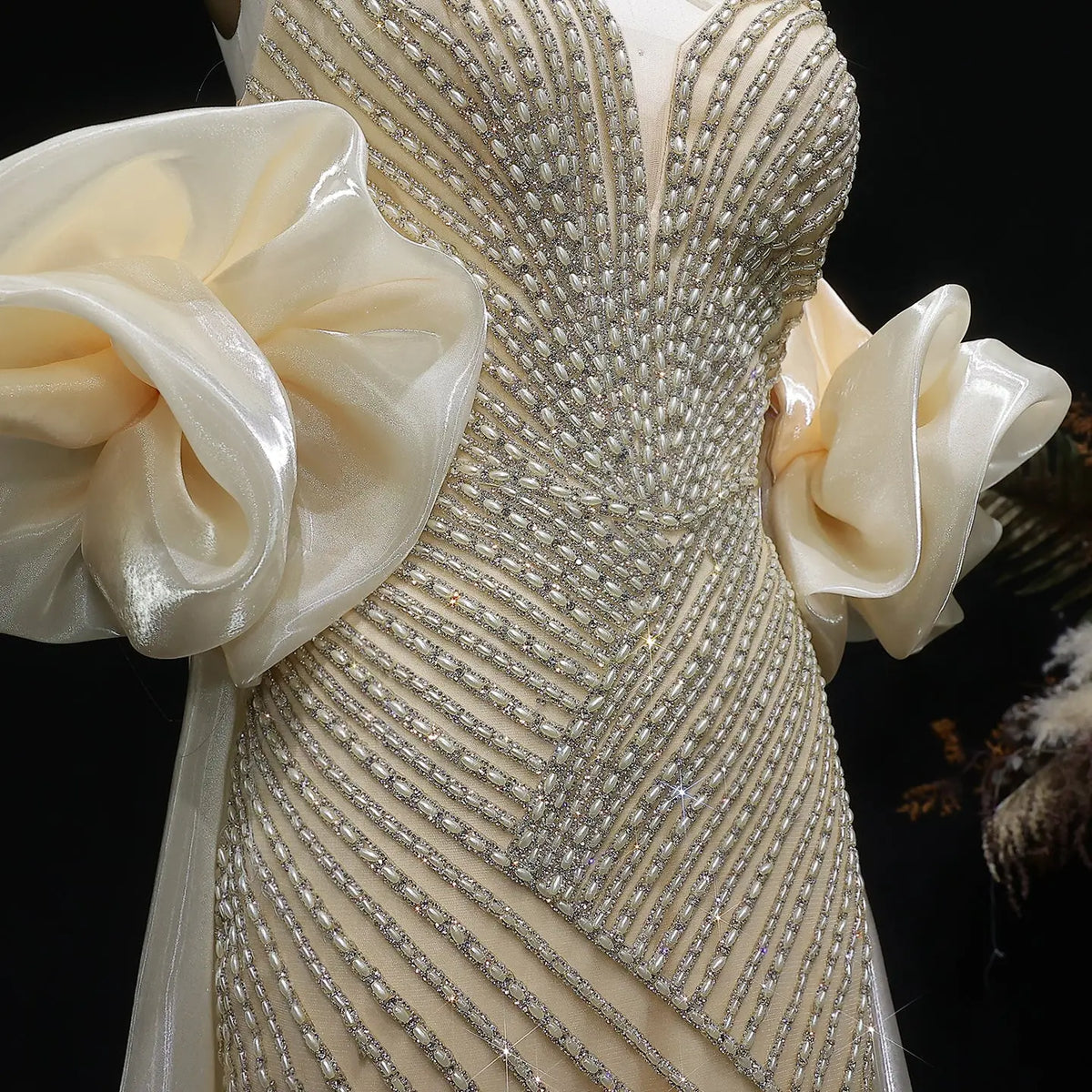 Luxury Dusty Pink Beaded One-Shoulder Fitted Evening Dress with Cape SS016 