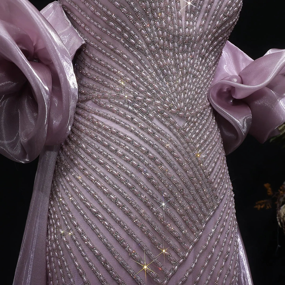 Luxury Dusty Pink Beaded One-Shoulder Fitted Evening Dress with Cape SS016 