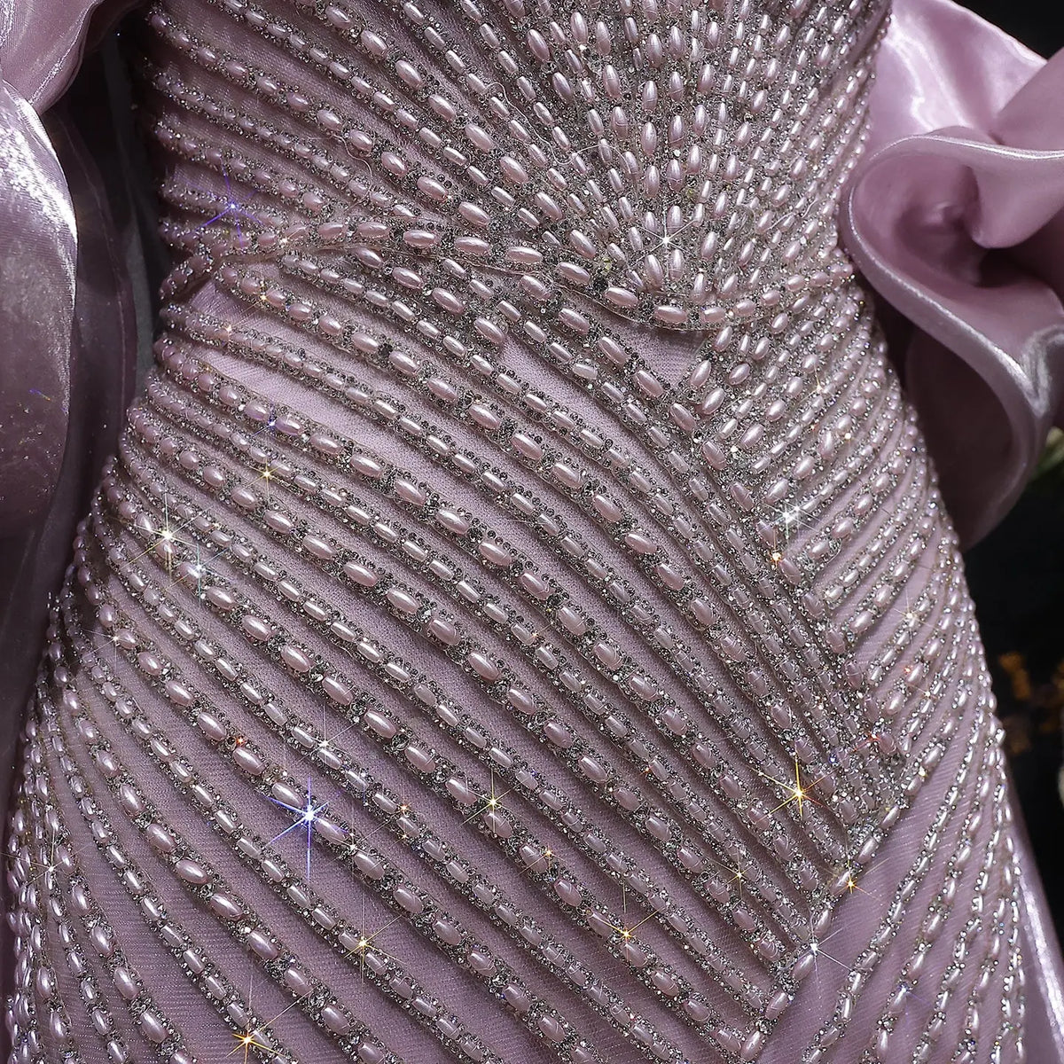 Luxury Dusty Pink Beaded One-Shoulder Fitted Evening Dress with Cape SS016 