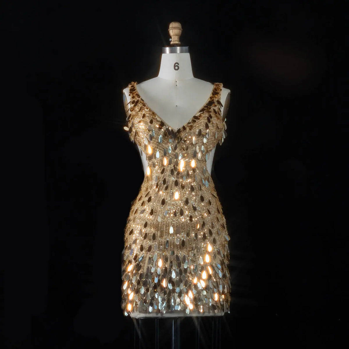 Gold Backless Homecoming Dress Embellished Sequin Mini Dress RM121 – SHARONSAID