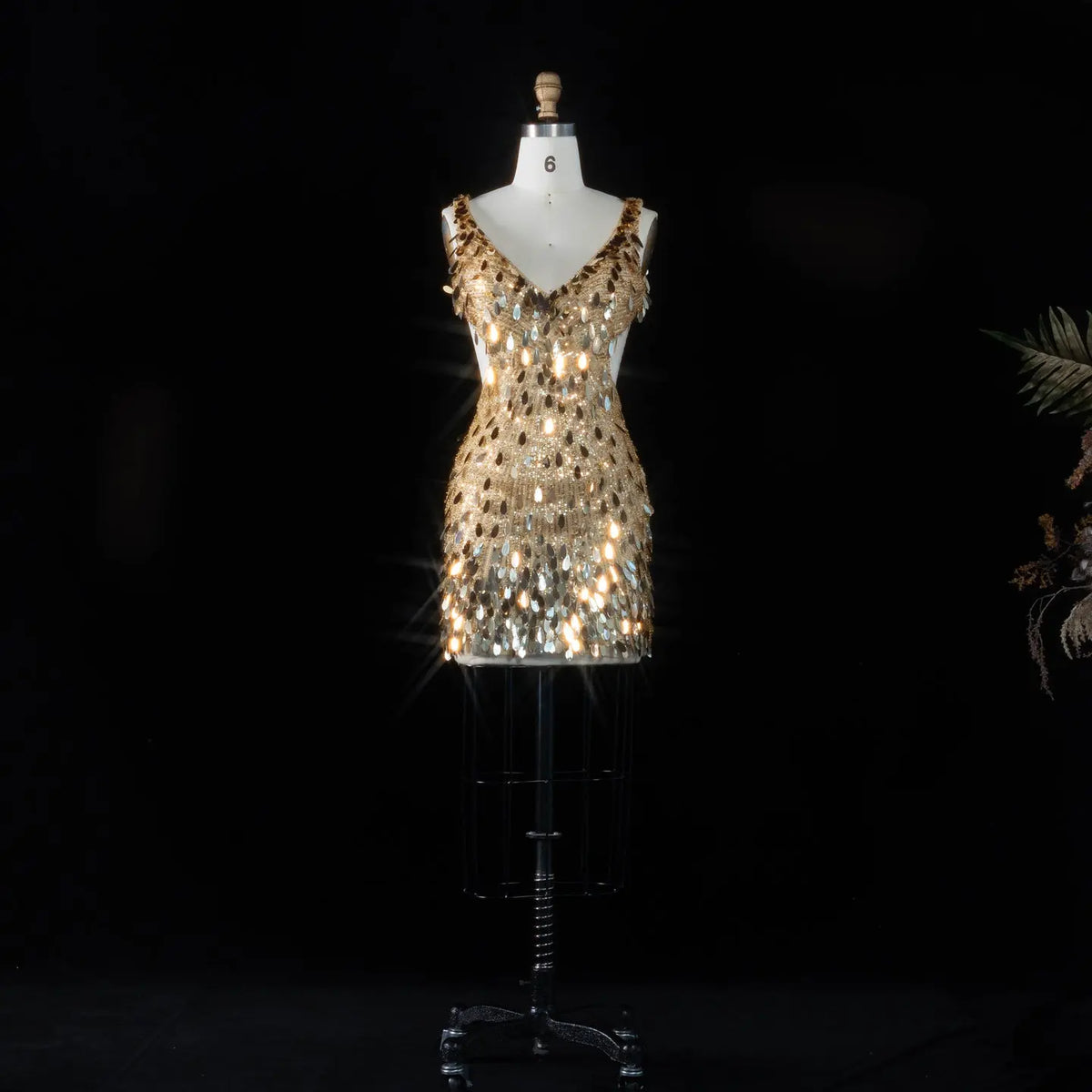 Gold Sequin Backless Homecoming Mini Dress RM121