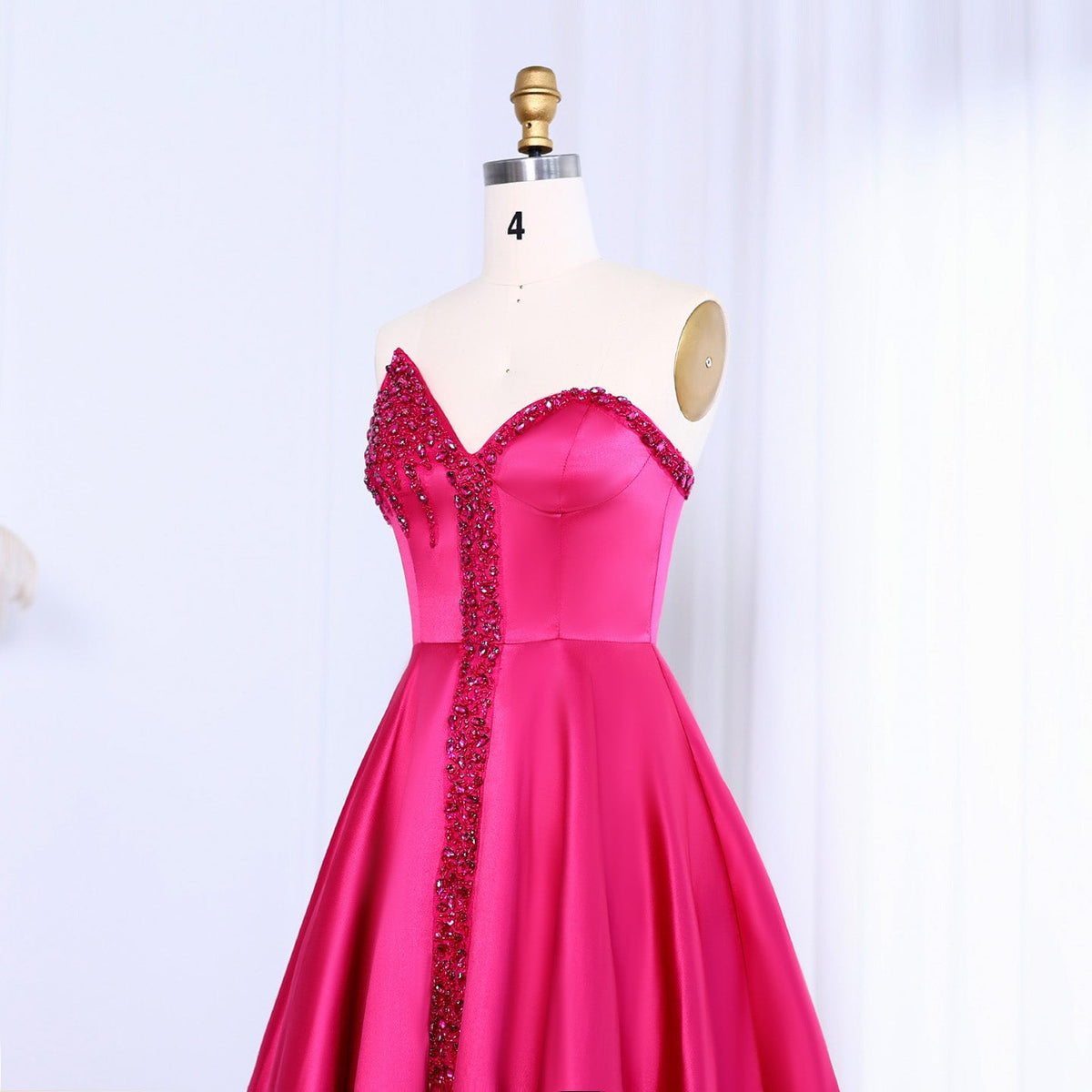 Elegant Crystal Black Strapless Evening Dresses Side Slit SS364 