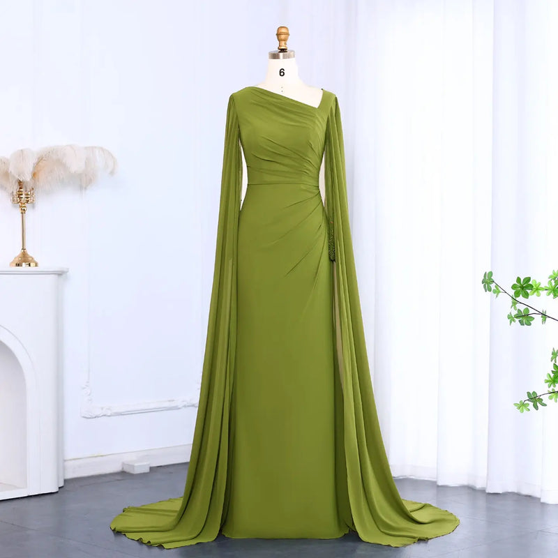 Elegant Green Long Sleeve Evening Dress SF051 