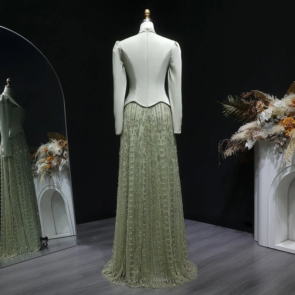 Glamorous Modest Hijab-Style Green Sequin Evening Dress SS613 SHARONSAID Glamorous Modest Hijab-Style Green Sequin Evening Dress SS613 SHARONSAID