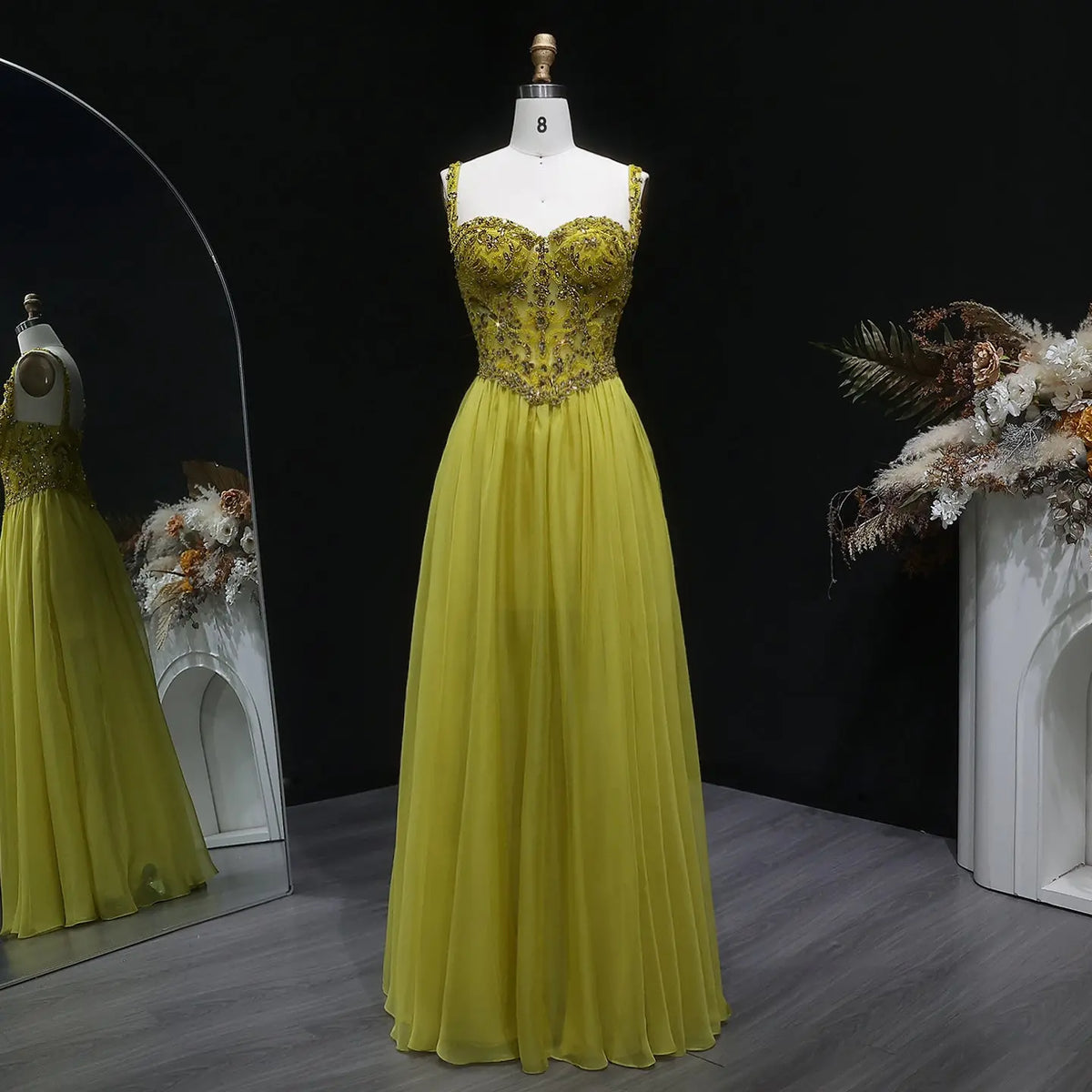 gold dress sweetheart neckline CD756 Ladivine