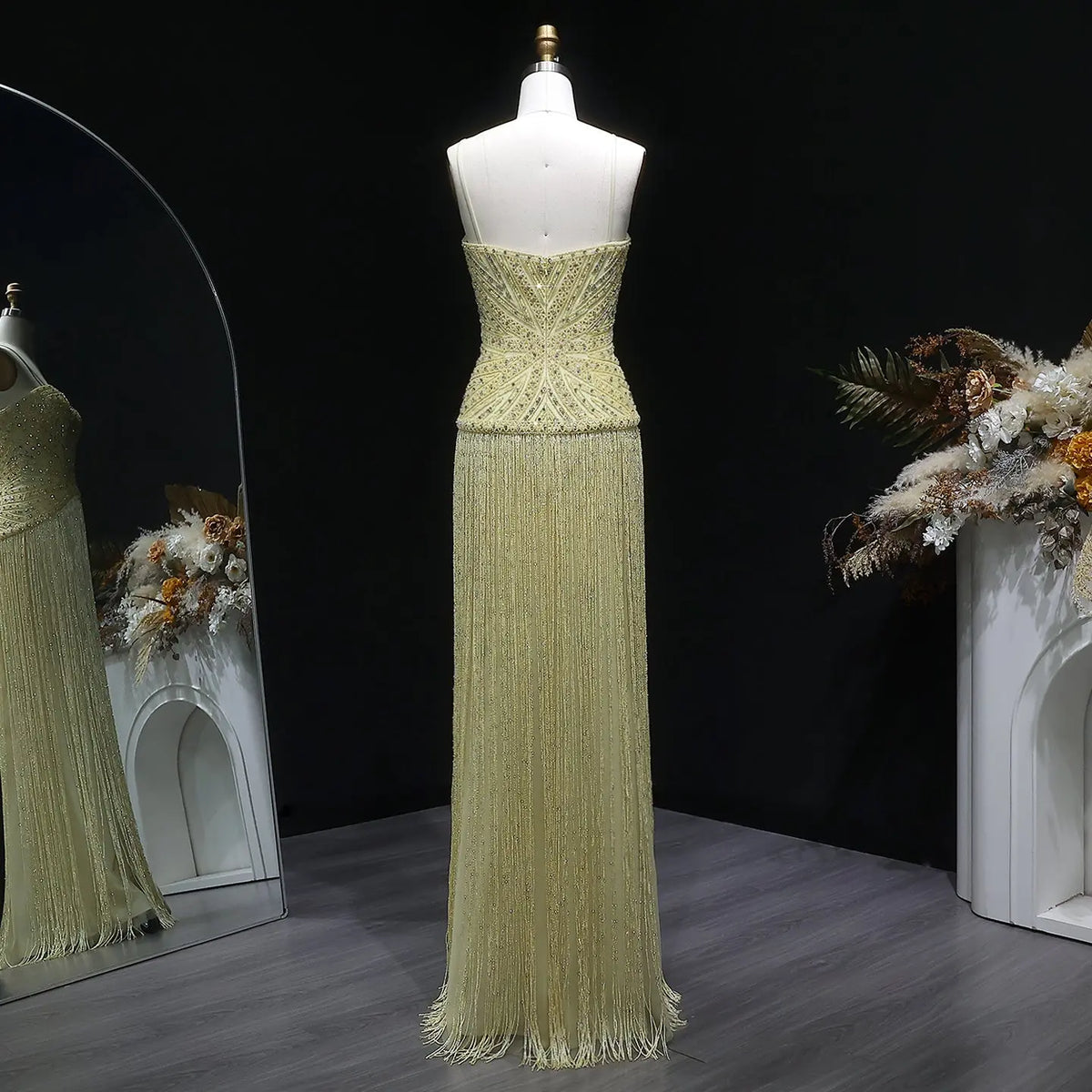 beaded tassel dress Gold Embellished And Beaded Tassel Woven Maxi Dress