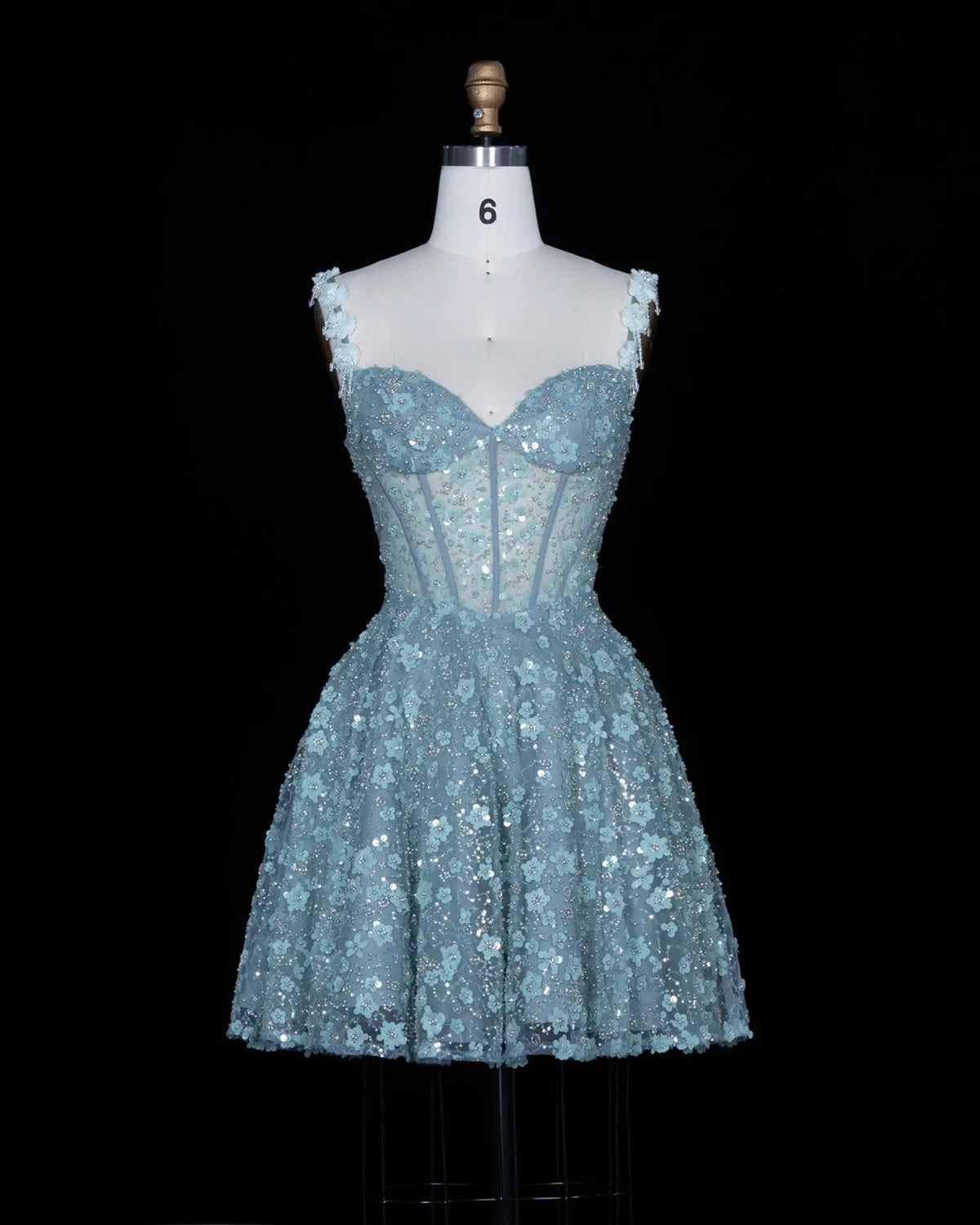 Green 3D Floral Applique Party Dress RM196