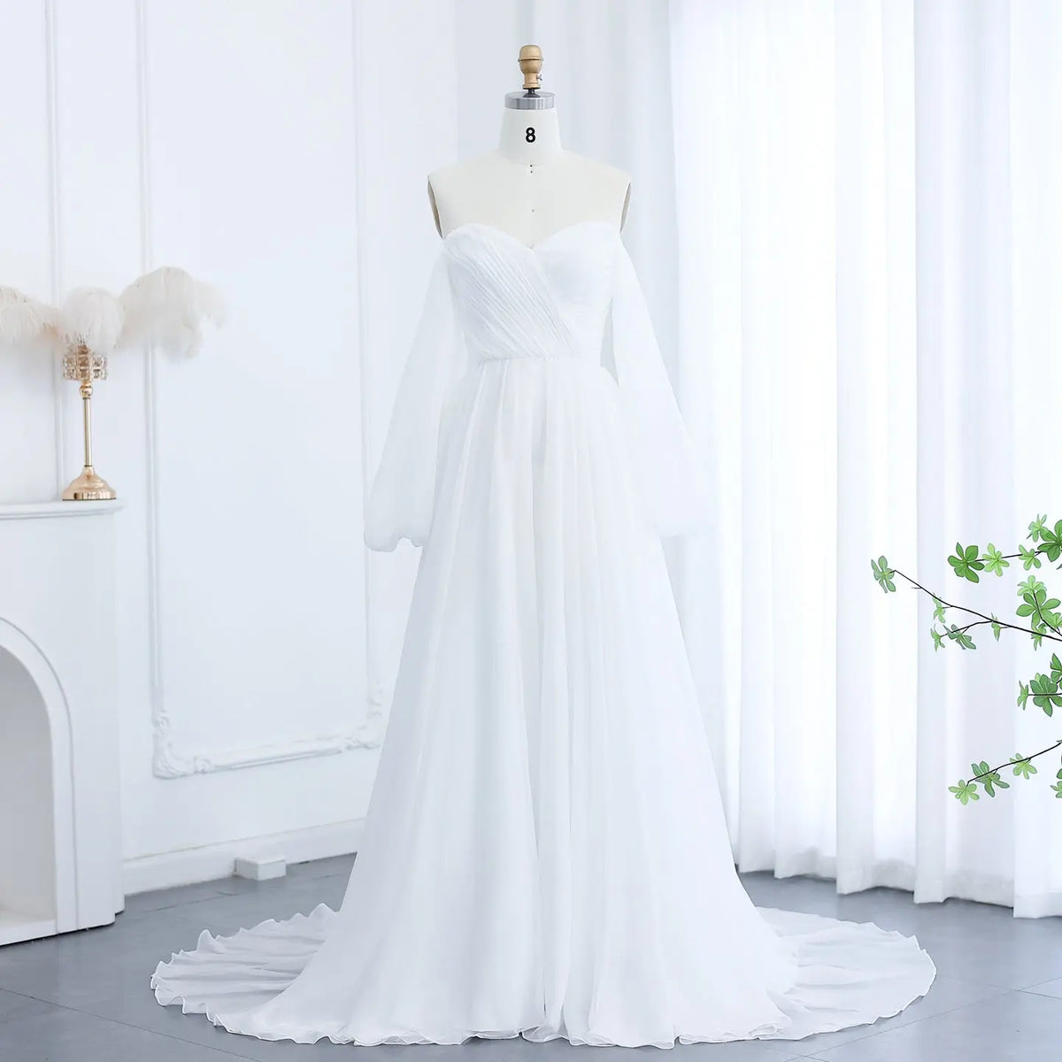 Elegant Off Shoulder White Chiffon Evening Dress SF360 Elegant Off Shoulder White Chiffon Evening Dress SF360