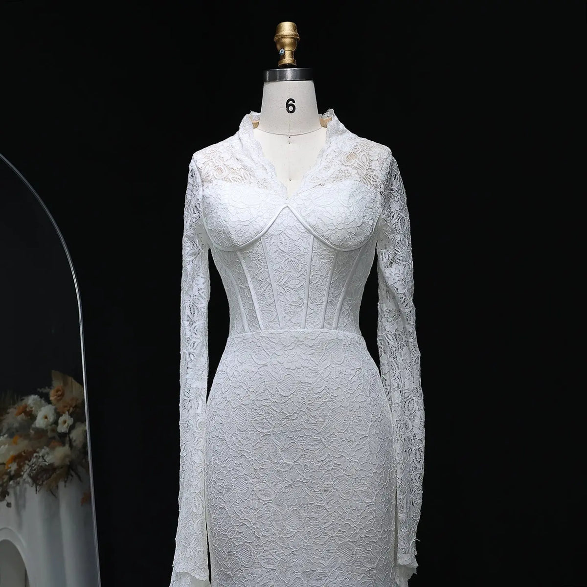 Elegant White Lace Long Sleeve Evening Dress SF122 Elegant White Lace Long Sleeve Evening Dress SF122