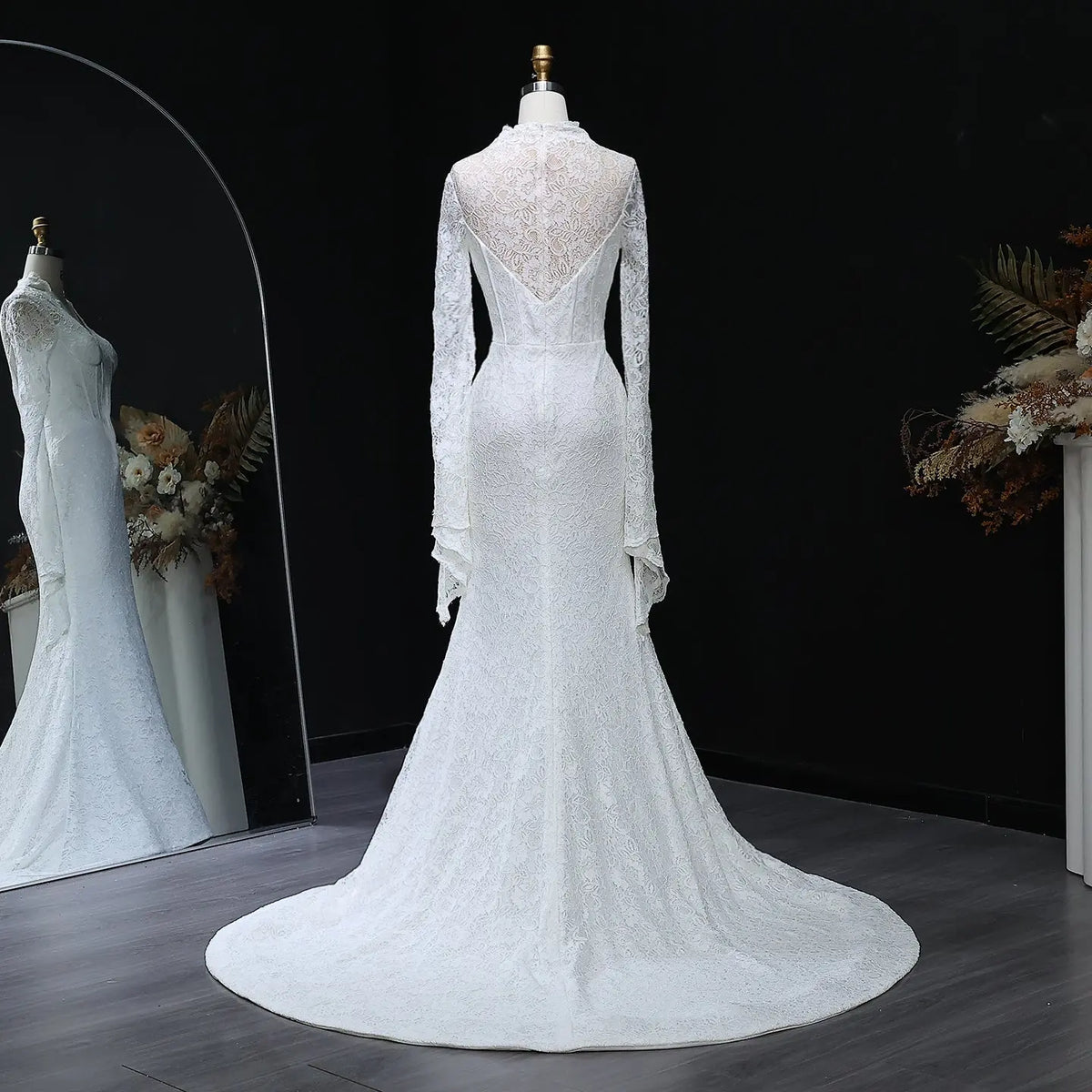 Elegant White Lace Long Sleeve Evening Dress SF122 Elegant White Lace Long Sleeve Evening Dress SF122