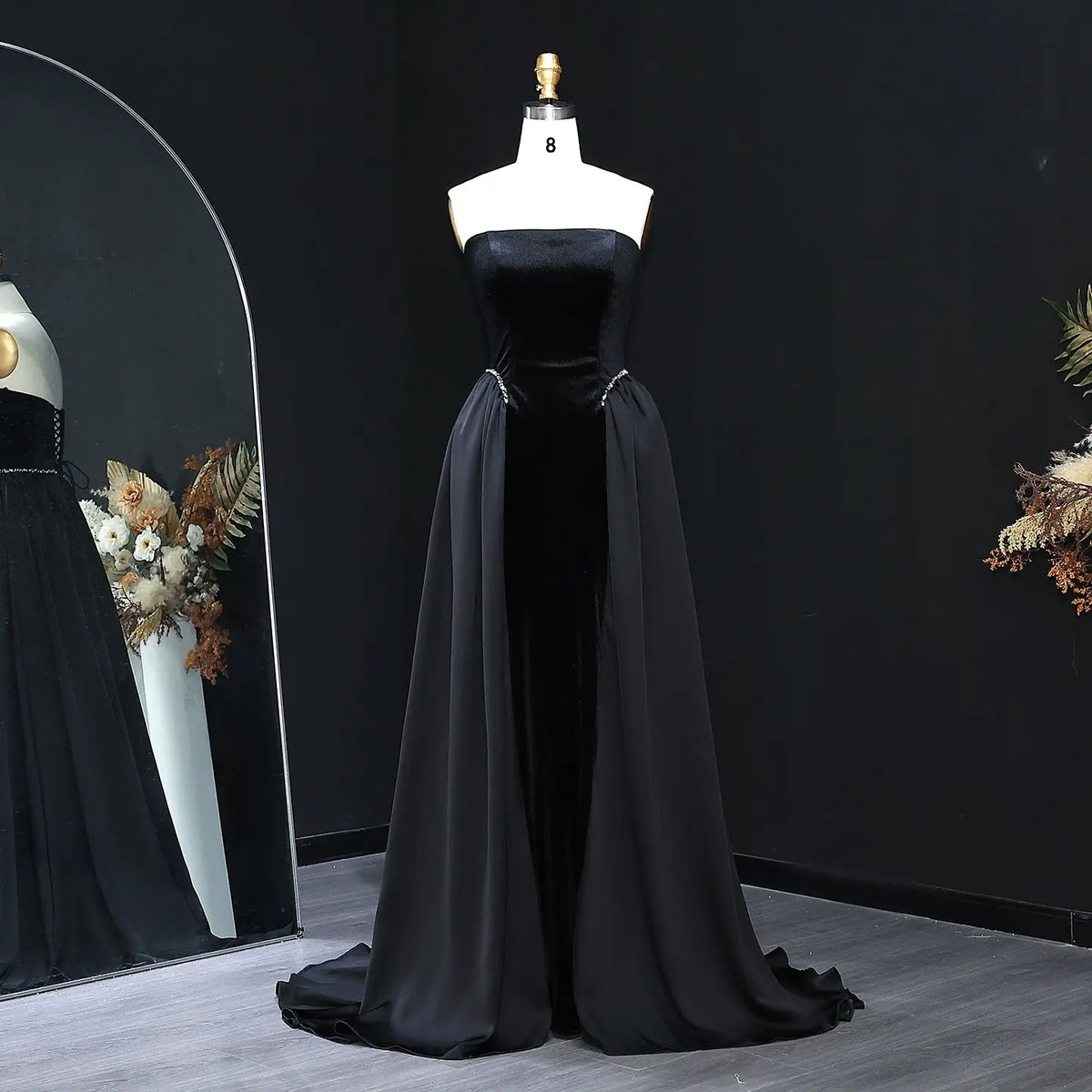 Elegant Black Strapless Evening Dress SF534 