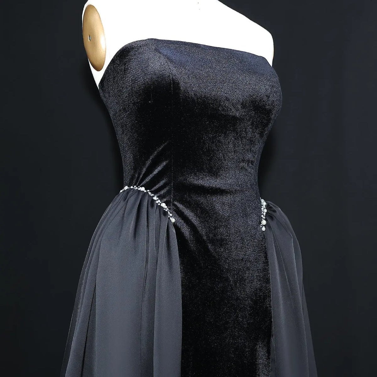 Elegant Black Strapless Evening Dress SF534 