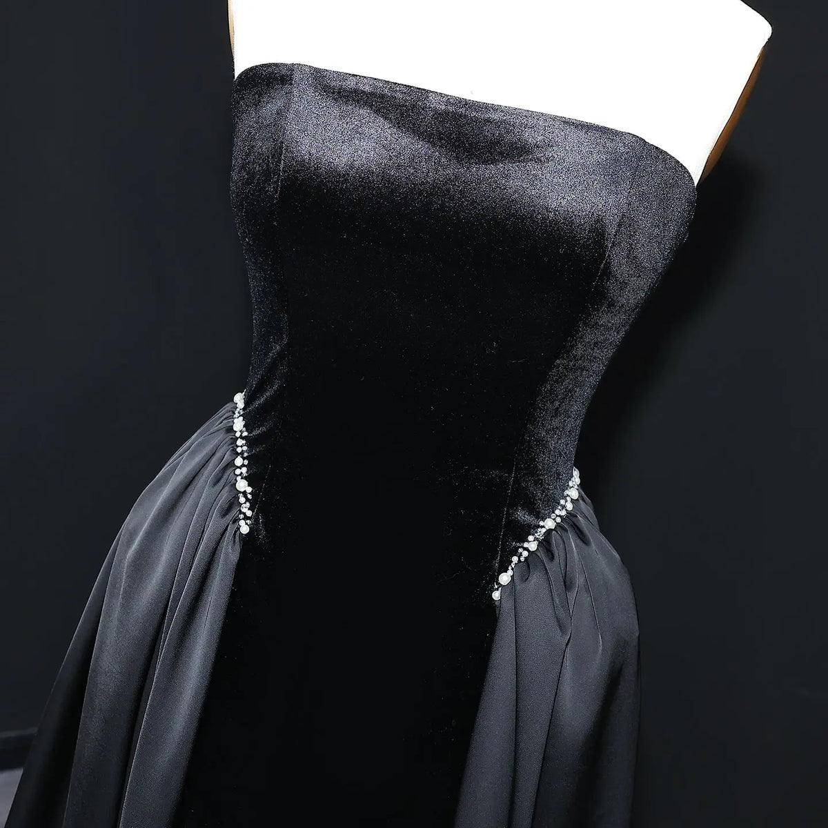 Elegant Black Strapless Evening Dress SF534 