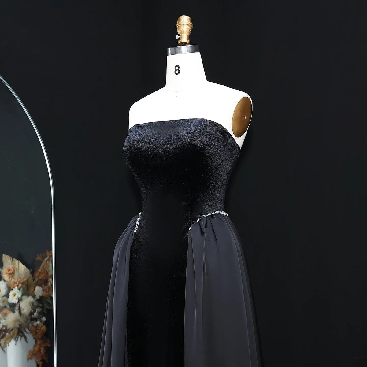 Elegant Black Strapless Evening Dress SF534 
