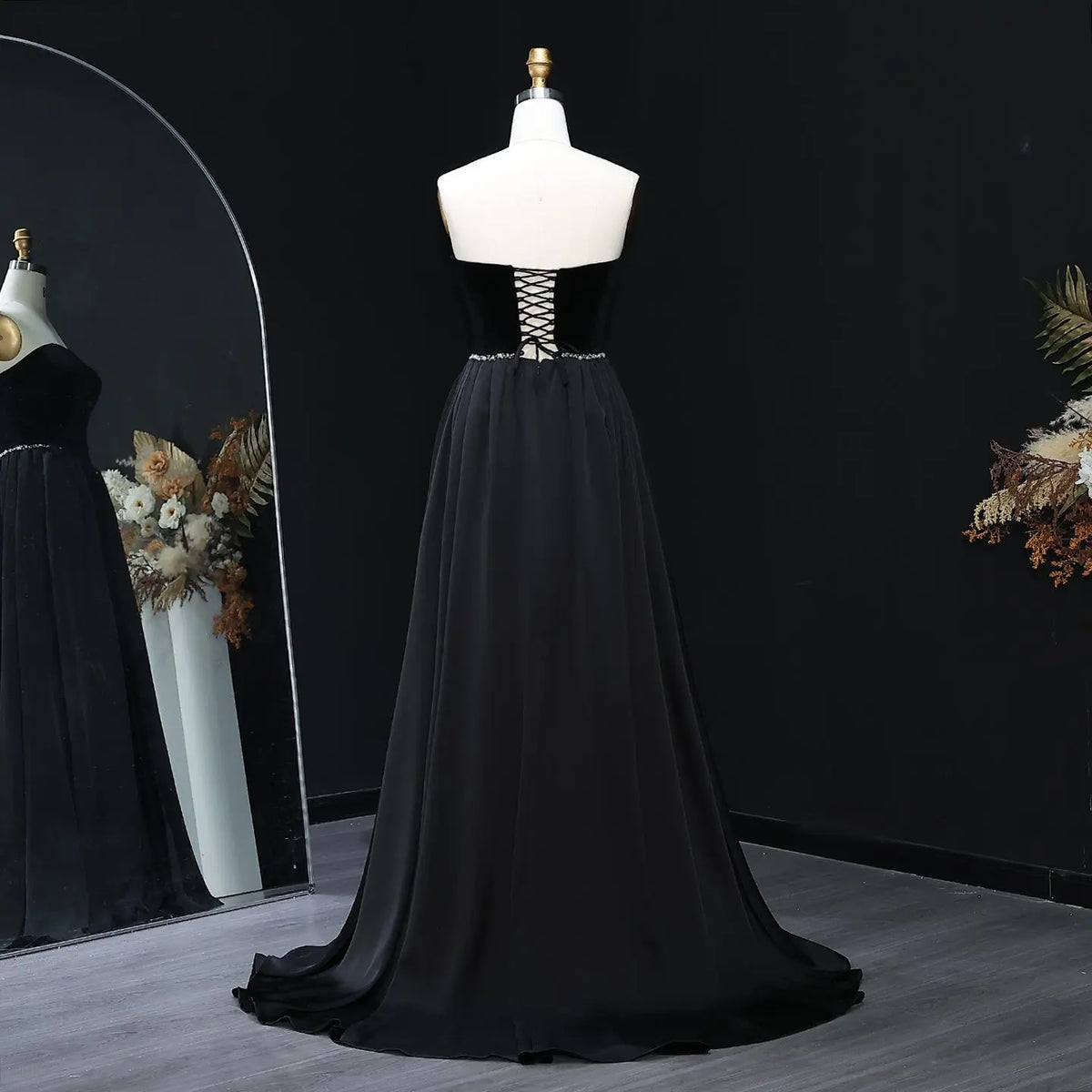 Elegant Black Strapless Evening Dress SF534 