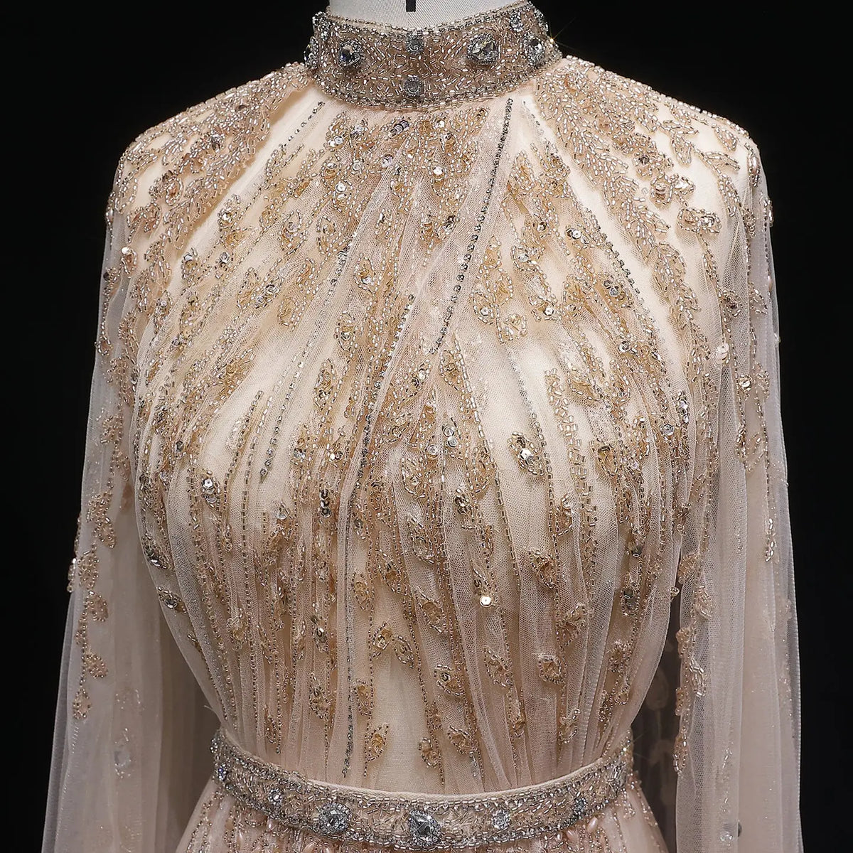 Luxury Beaded Evening Dress with Cape Sleeve SS495 Luxury Beaded Evening Dress with Cape Sleeve SS495