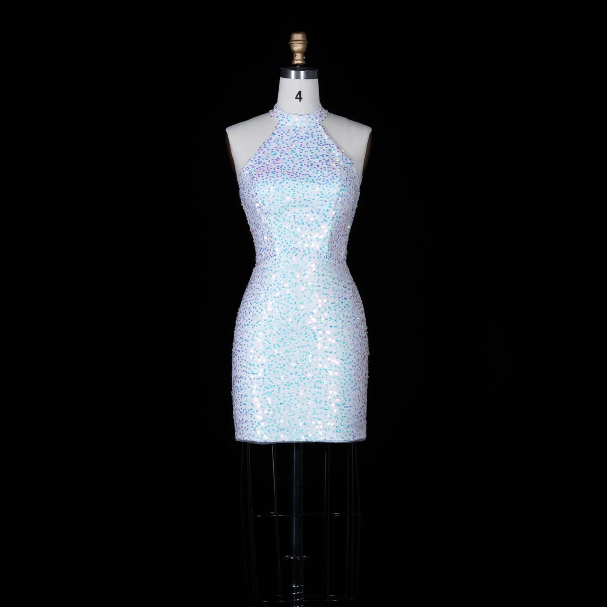 White Sequin Halter Bodycon Homecoming Dress RM147