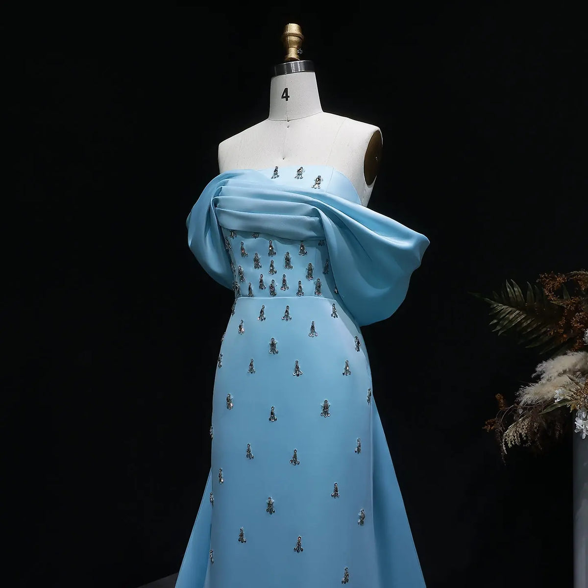satin dress with rhinestones La Divine CM383