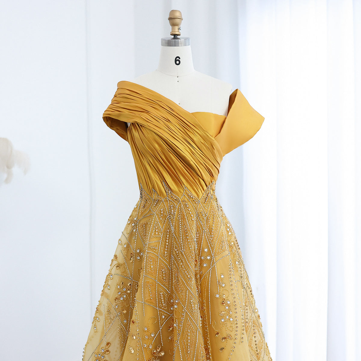 Luxury Burgundy Beaded Off Shoulder Evening Gown SS582 