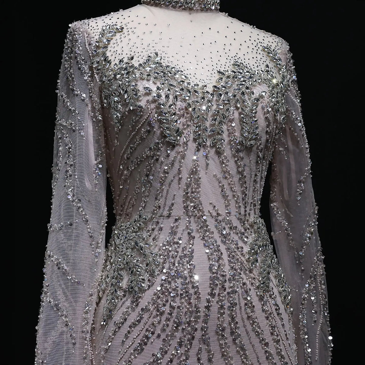 Elegant Nude Sequin Long Sleeve Evening Dress SS623 Elegant Nude Sequin Long Sleeve Evening Dress SS623