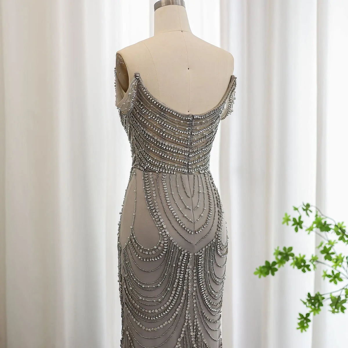 Luxury Crystal Silver Gray Mermaid Evening Dress SS403 - SHARONSAID Luxury Crystal Silver Gray Mermaid Evening Dress SS403 - SHARONSAID