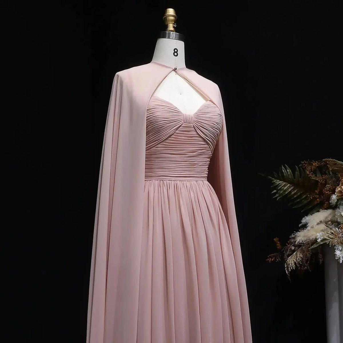 Elegant Purple Chiffon Evening Dress with Cape SF002 Elegant Purple Chiffon Evening Dress with Cape SF002