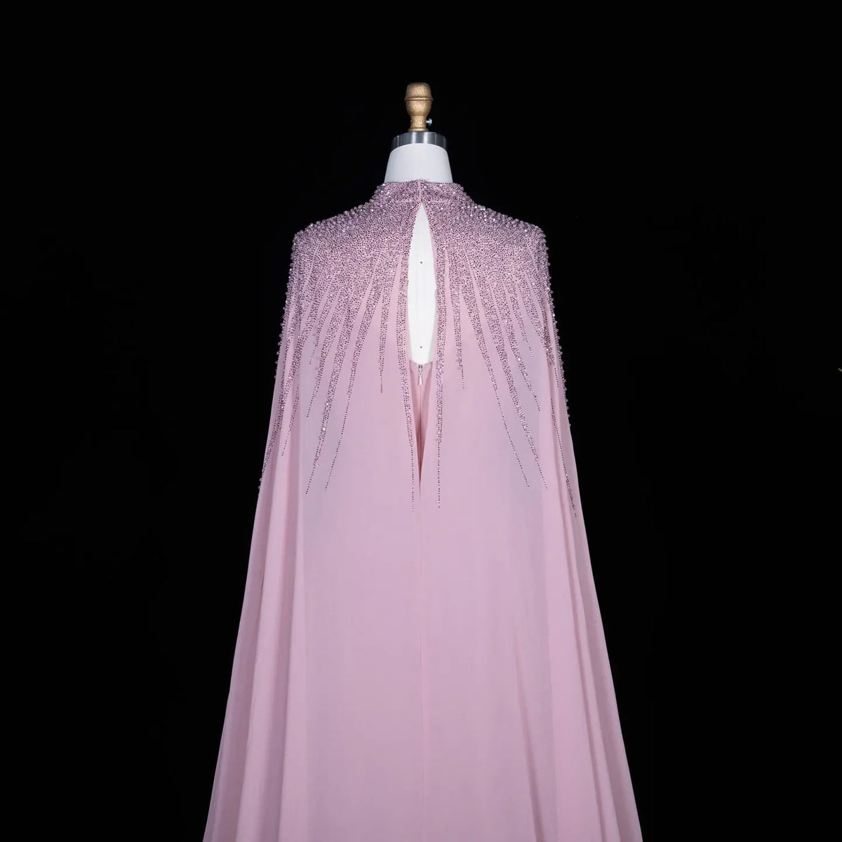 Navy Blue Cape Sleeve Beaded Formal Evening Dress SS074-33