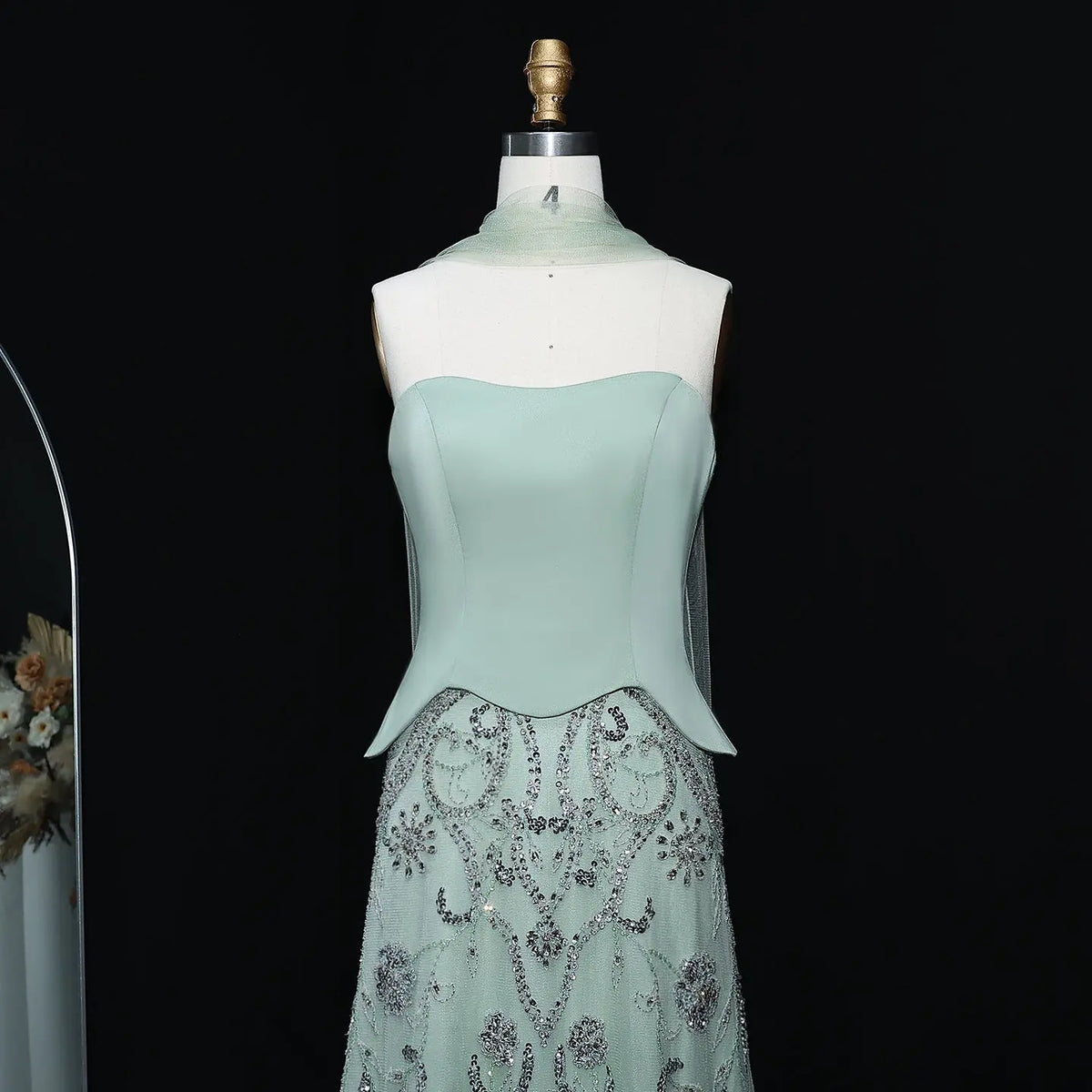 Luxury Sage Green Strapless Evening Dress SS254 - SHARONSAID Luxury Sage Green Strapless Evening Dress SS254 - SHARONSAID