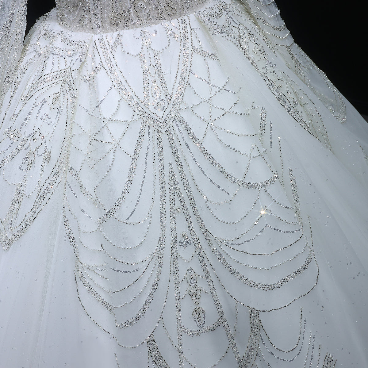 Luxury Beaded Long Sleeve Ball Gown Wedding Dress SW515 