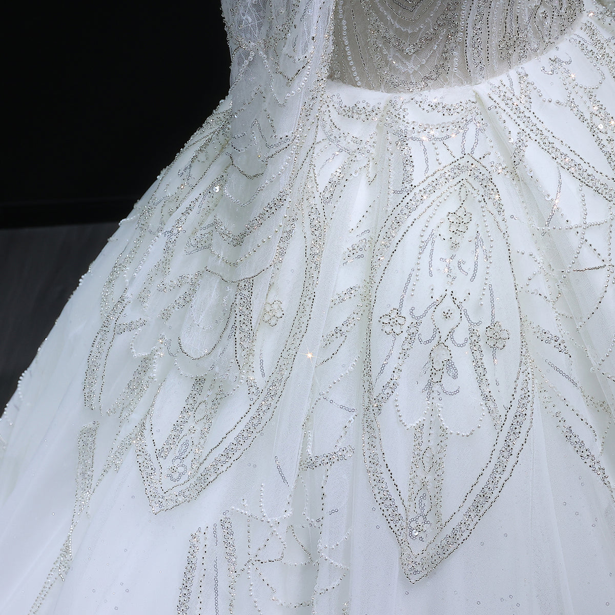 Luxury Beaded Long Sleeve Ball Gown Wedding Dress SW515 