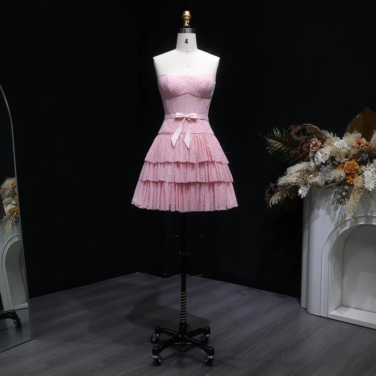 Glamorous Strapless Corset Fit Flared Short Homecoming Dress RM134