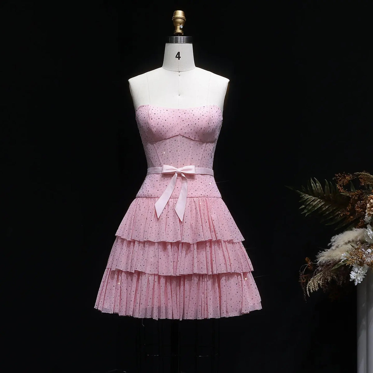 Glamorous Strapless Corset Fit Flared Short Homecoming Dress RM134