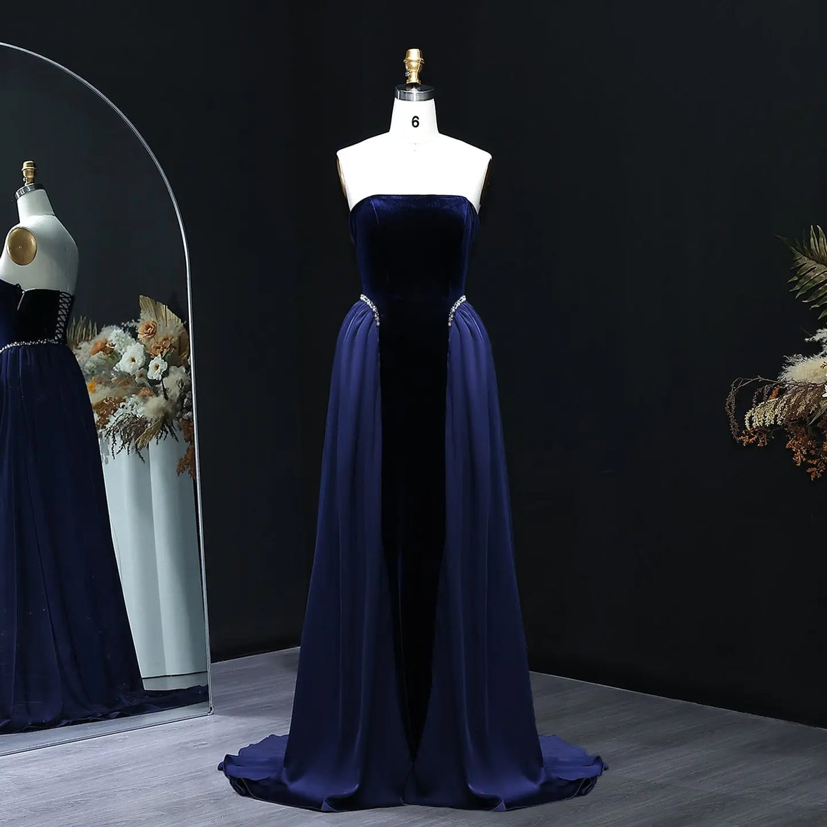 Elegant Black Strapless Evening Dress SF534 
