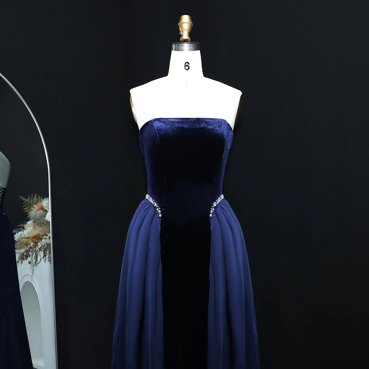 Elegant Black Strapless Evening Dress SF534 