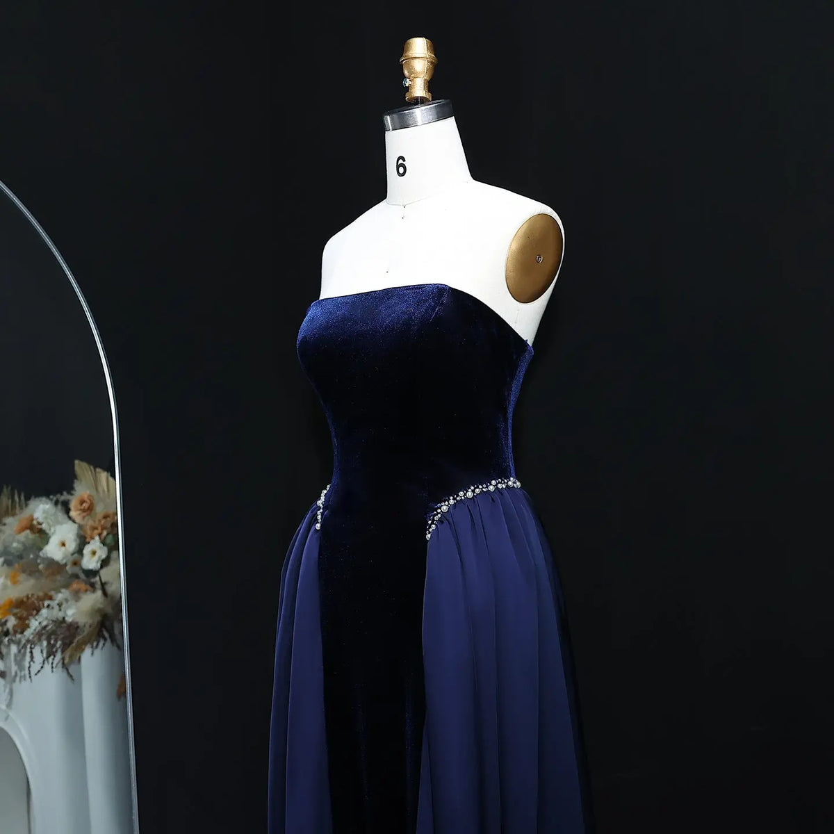 Elegant Black Strapless Evening Dress SF534 
