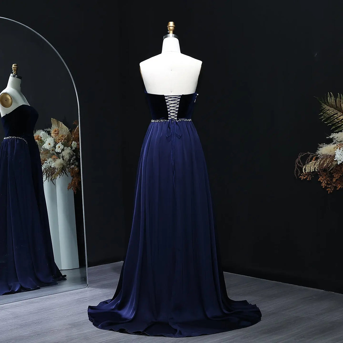 Elegant Black Strapless Evening Dress SF534 