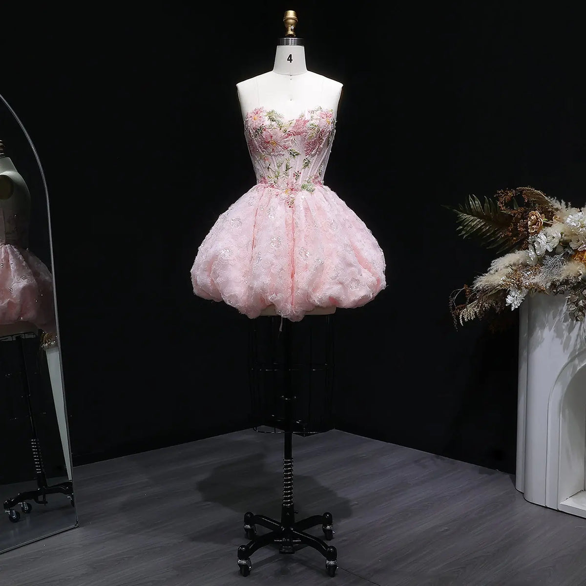 Dreamy Pink Fairy Puffy Bubble Homecoming Dress RM136
