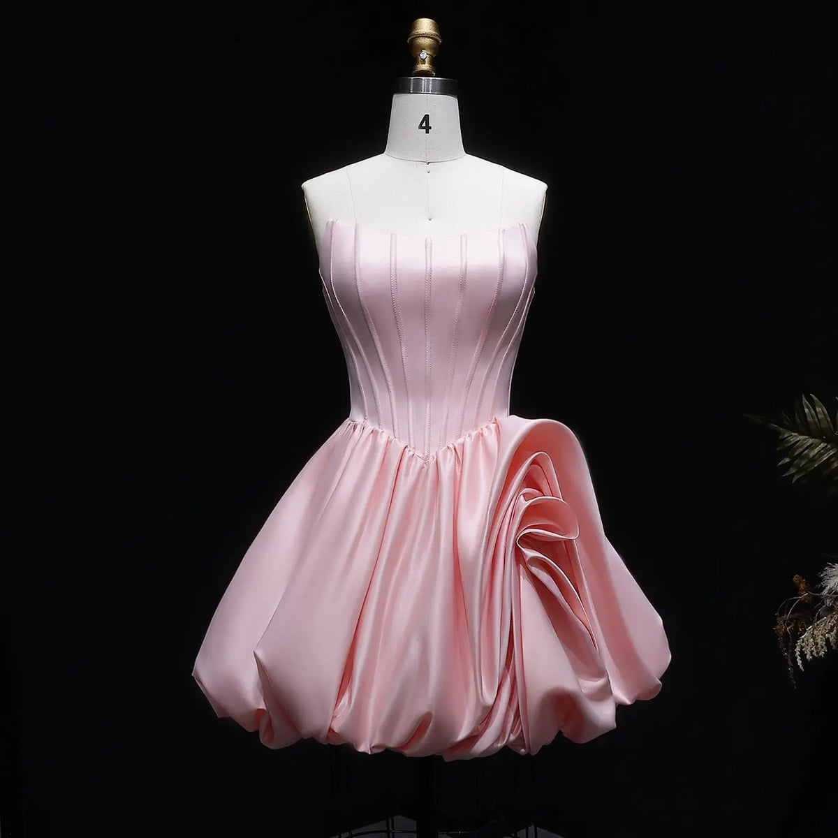 Romantic Crisscross Lace-Up Back Puffy Satin Homecoming Dress RM139