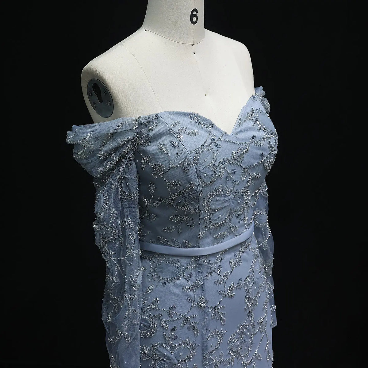 Luxury Green Beaded Sequin High-Slit Long Sleeve Prom Dress SH215 