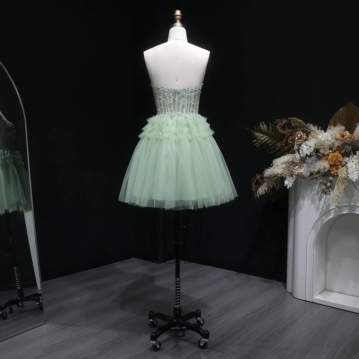 Elegant Mint Green Strapless Deep V Rhinestone A-Line Homecoming Dress RM137 Elegant Mint Green Strapless Deep V Rhinestone A-Line Homecoming Dress RM137