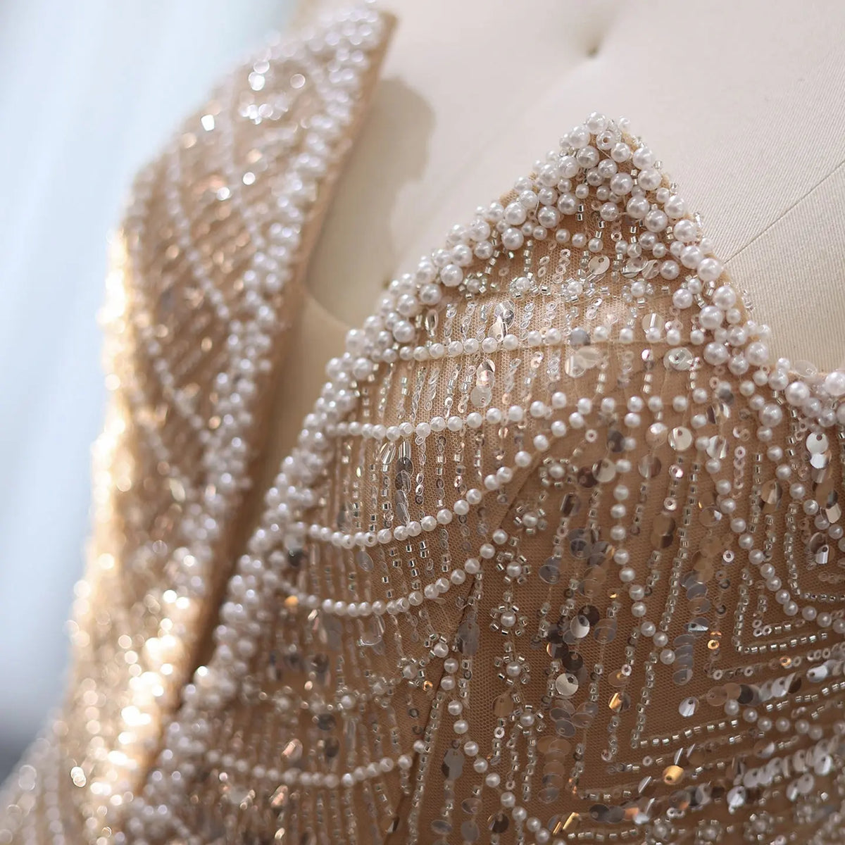 Luxury Nude Spaghetti Evening Dress with Overskirt SS611 