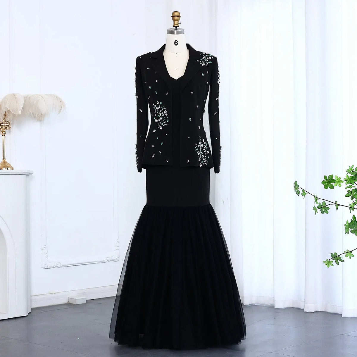 Final Sale Elegant Black Rhinestone Evening Dress with Jacket SS561 Final Sale Elegant Black Rhinestone Evening Dress with Jacket SS561
