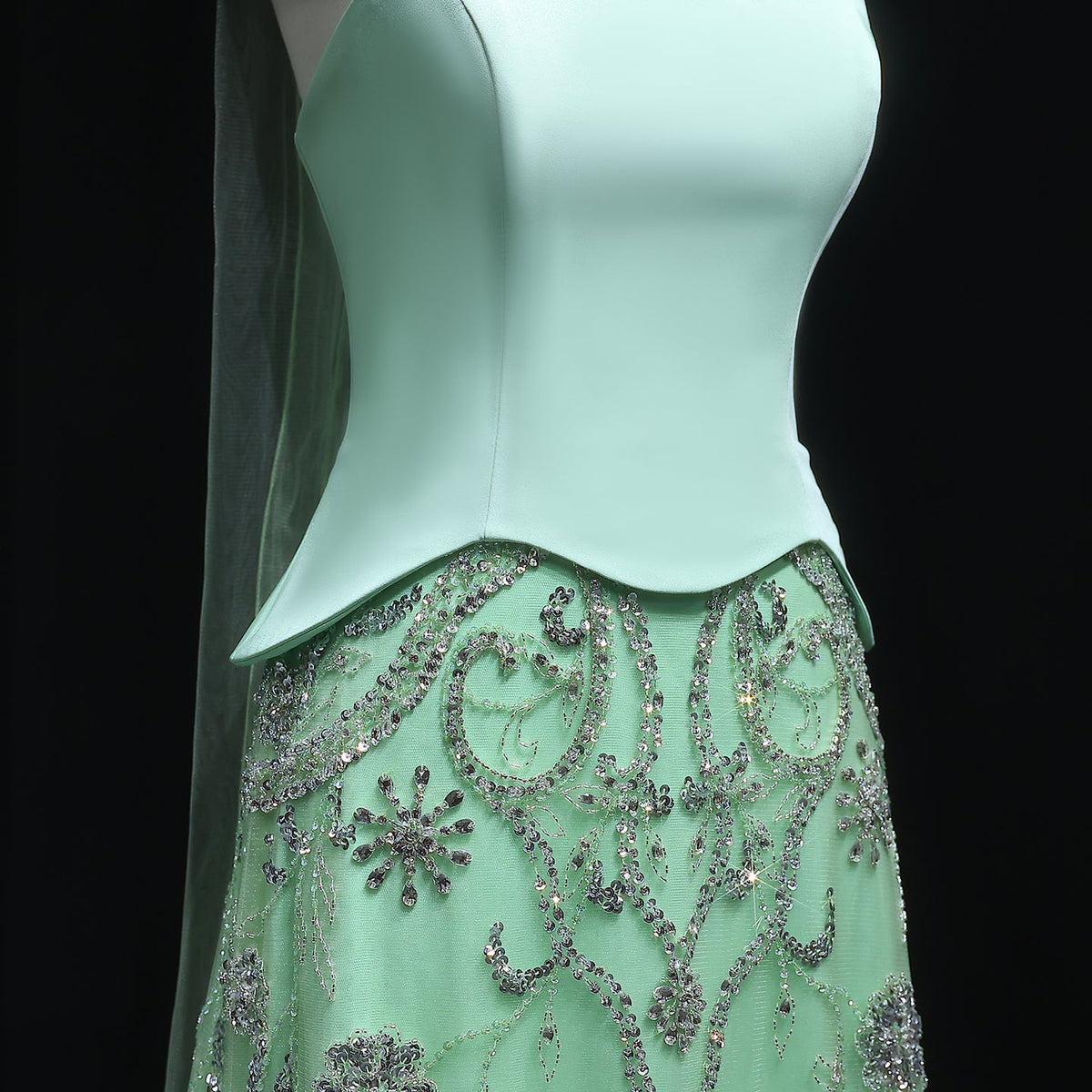 Luxury Sage Green Strapless Evening Dress SS254 