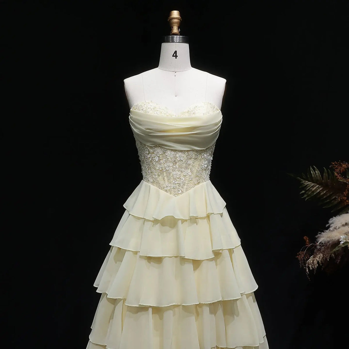 Luxury Yellow Sequin Spaghetti Strap Beaded Embroidered Prom Dress SH060 
