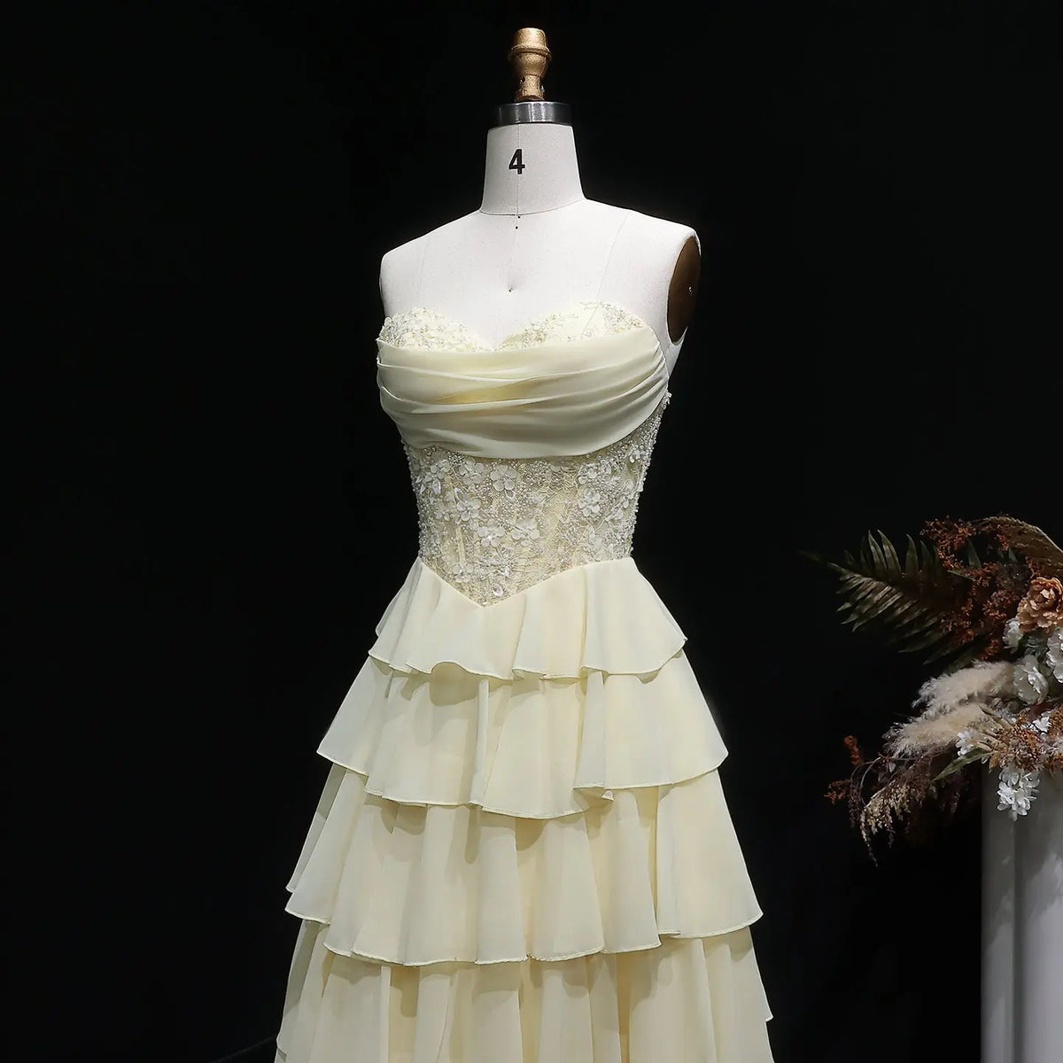 Luxury Yellow Sequin Spaghetti Strap Beaded Embroidered Prom Dress SH060 
